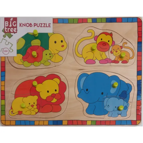 Knopjes puzzel Dierentuin dieren moeder en baby